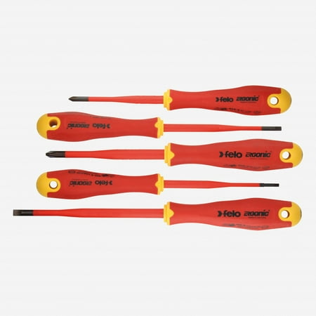 - Felo 62743 E-slim Insulated 5 Piece Slotted & Phillips Screwdriver Set