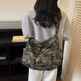 thumbnail image 6 of Hersfrd Women Canvas Versatile Tote Handbag Adjustable Strap Leopard Print Shoulder Bags Large Capacity All-match Crossbody Bag Outdoor Sports Handbags (Camo Green), 6 of 9