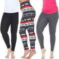 thumbnail image 1 of White Mark Women's 3-Pack Soft Stretchable Holiday Leggings, 1 of 2