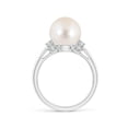 thumbnail image 2 of ANGARA Freshwater Cultured Pearl Collar Ring with Diamonds in 14K White Gold for Women | June Birthstone, Birthday, Anniversary, Jewelry Gift for Women | Pearl Ring, 2 of 8