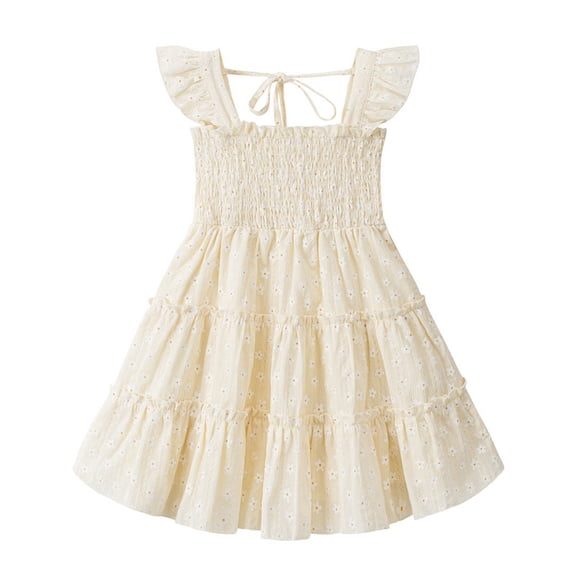 larppty Toddler Girl Dress Ruffle Sleeveless Princess Dresses, Summer Dress Beach Sundress(Yellow, 18-24 Months)