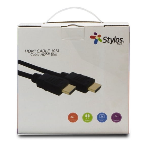Cable de video HDMI Stylos M-M de 10m. Color Negro. Stylos STACHD12905018
