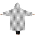 thumbnail image 2 of Oversized Wearable Blanket Hoodie,Gray White Checkered Pattern Sherpa Blanket Hoodie with Super Pockets,Super Warm Fuzzy Pullover for Women & Men, 2 of 6