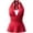 Red, variant on Women's Y2K Polka Dots Tie Backless Halter Top V Neck Ruffle Hem Peplum Going Out Crop Tank Tops for Women by Awwp Black L