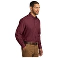 thumbnail image 4 of Port Authority Men's Long Sleeve Carefree Poplin Classic Fit Shirt Burgundy X-Small, 4 of 4