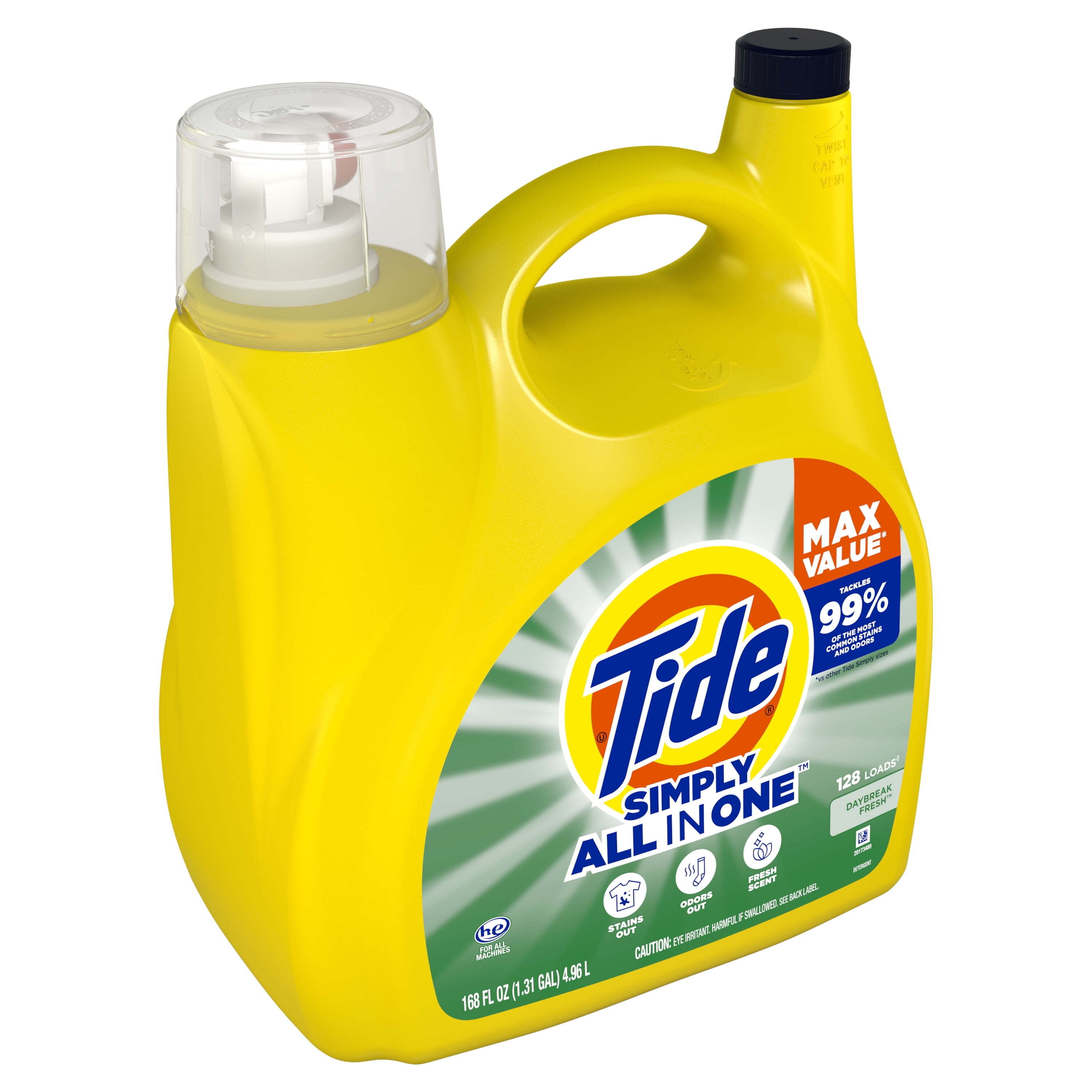Tide Simply Liquid Laundry Detergent, Daybreak Fresh Scent, 168 fl oz, 128 Loads