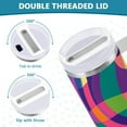 thumbnail image 3 of Yayeee 40oz Stainless Steel Tumbler with Straw and Handle Double-Wall Insulated Travel Water Bottle, Colorful Wavy Pattern, 3 of 8