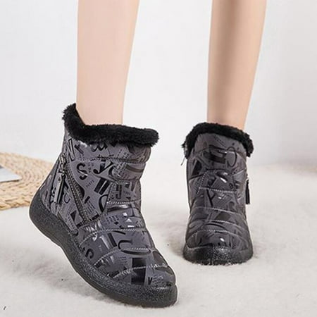

Boots Women Snow Round Toe Boots Ladies Waterproof Shoes Woman Zipper Boots For Women Fur Comfortable Botas Mujer Winter Shoes