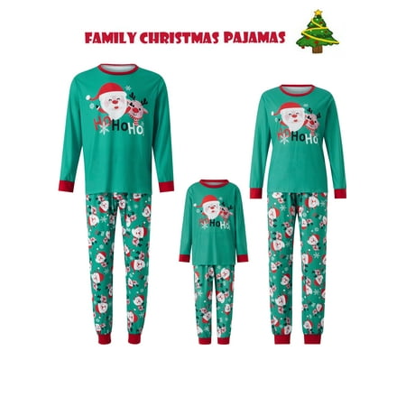 

Matching Family Pajamas Sets Christmas PJ s Cartoon Santa Print Top and Long Pants Jammies Sleepwear Set for Adult Kids