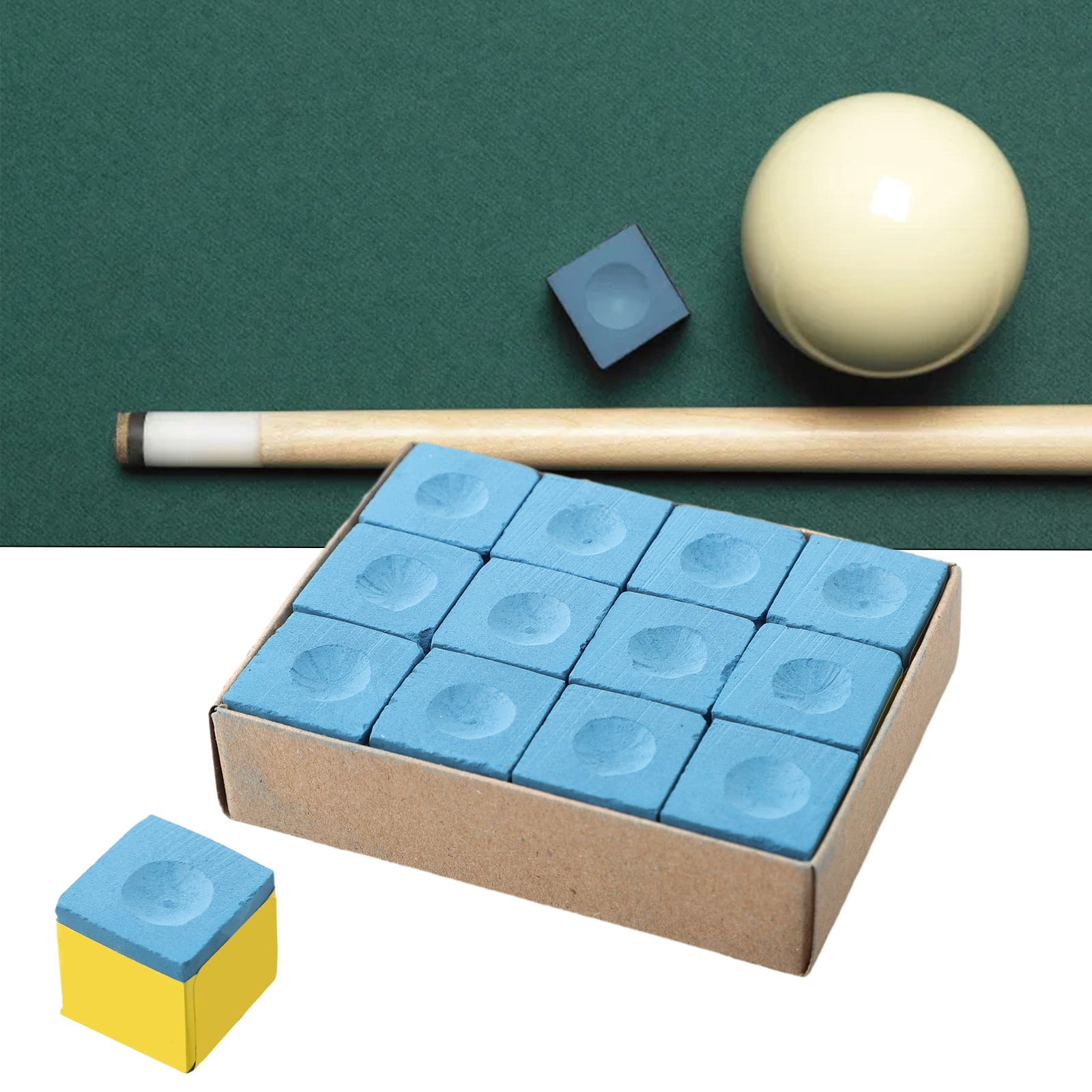 12 Pcs Cubes Chalk Blue, Snooker & Pool Pioneer Cue Chalk, Billiards Snooker Cue Chalk Billiards Non-slip Chalk Indoor Sports Accessories Snooker Accessories