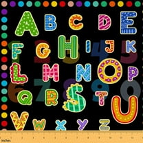 jejeloiu Multicolor Number Desgin Fabric by the Yard 2 Yards,Colored Letters Room Decor Fabric by the Yard,Black Green Blue Fabric for Sewing For Teens,Luxury Bedroom Decor