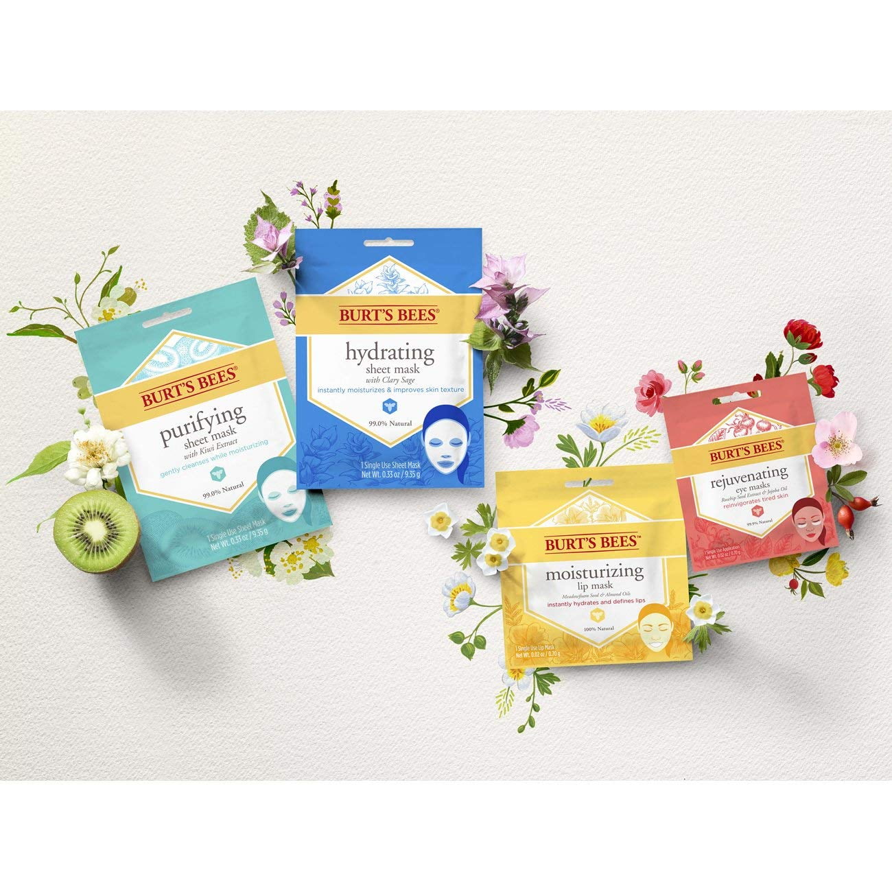 Burt's Bees Rejuvenating Rosehip Seed Jojoba Oil Eye Mask (Pack of 4)