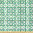 thumbnail image 2 of Ambesonne Geometric Fabric by the Yard Microfiber, Floral Motifs Squares Art, 5 Yards, Seafoam and Champagne, 2 of 2