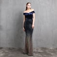 thumbnail image 2 of Vestido de noche clásico con cola de pez y hombros descubiertos para mujer, elegante, para banquetes, reuniones anuales, temperamento, terciopelo, aura, reina, 2 of 6