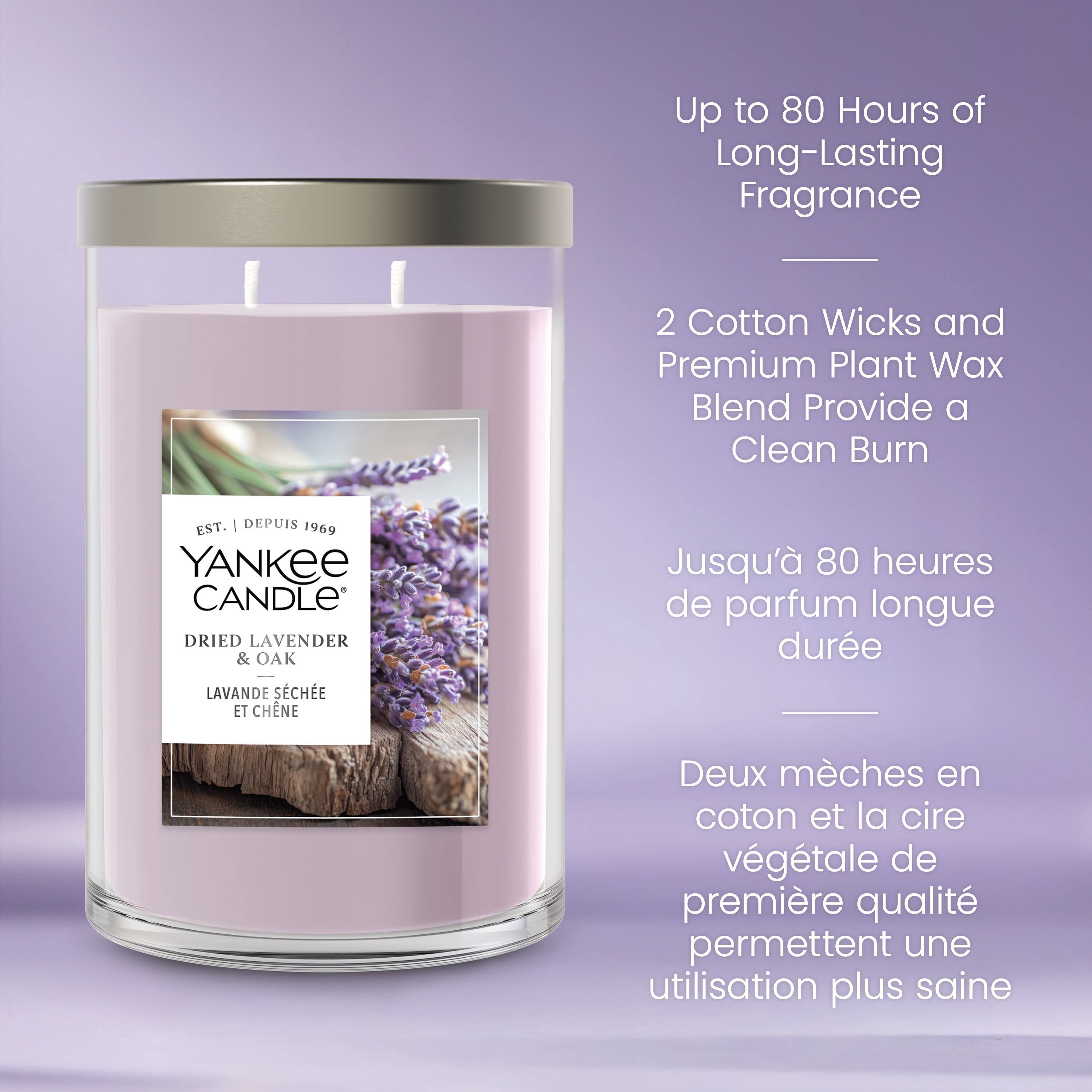 Yankee Candle Scented Candle, Dried Lavender & Oak, 20 oz Signature Large Tumbler, 2 Wicks