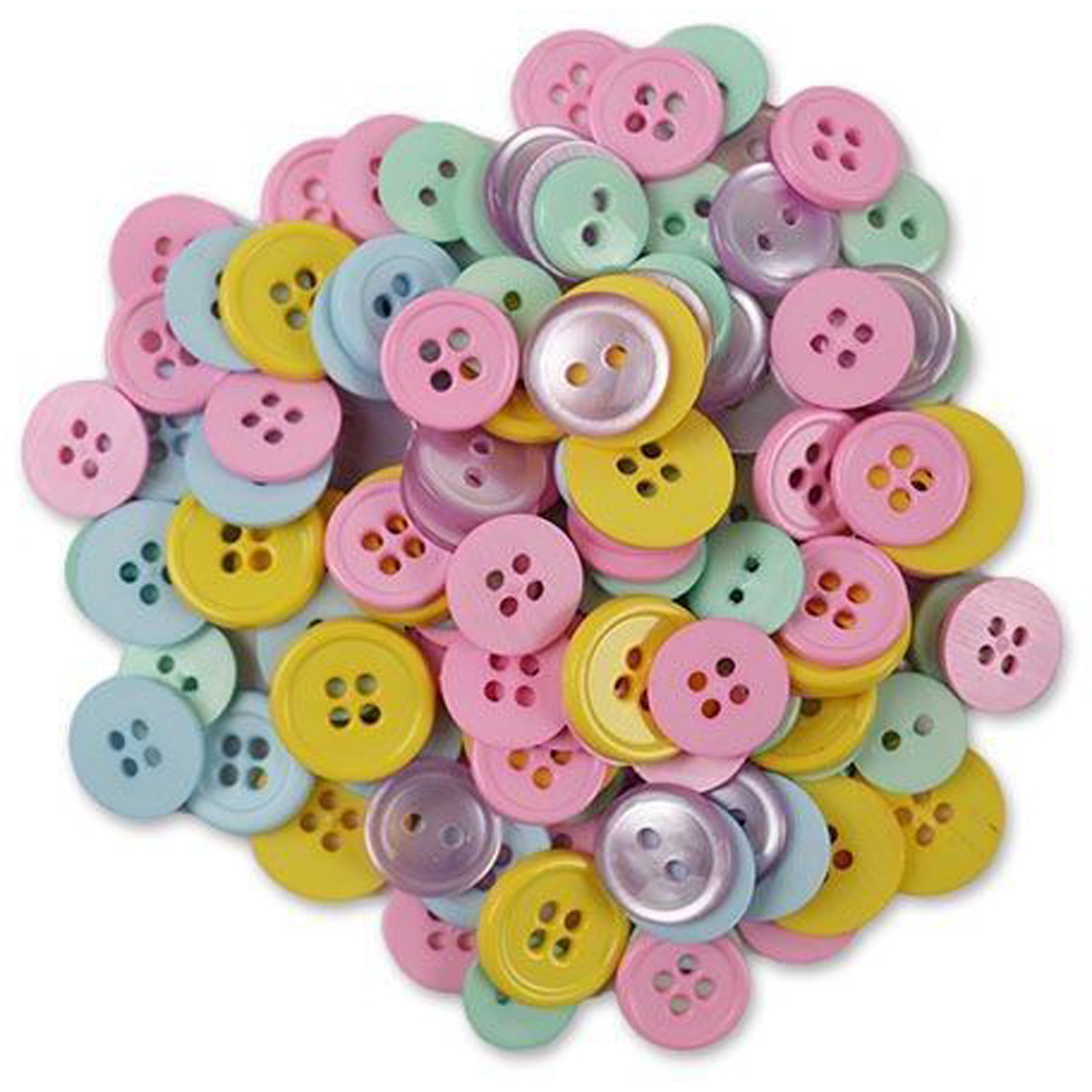 Favorite Findings Pastel Basic Round Sew Thru Buttons, 130 Count