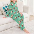 thumbnail image 2 of FORMRS Kids Pajama Set Fleece Long Sleeve Top Relaxed-Fit Pants Lounge Sleepwear, Sizes 3T-11Y, Green American Footballs, 2 of 7
