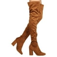 thumbnail image 2 of New Women Nature Breeze Elantra-01TH Faux Suede Thigh High Chunky Heel Boot, 2 of 3