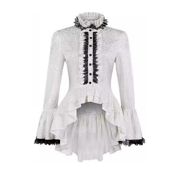 Gothic Lace Top Elegant Court Dress Stand Sleeve Shirt Historical Outfit