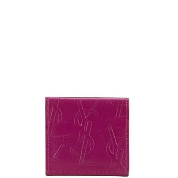 Pre-Owned Saint Laurent YSL logo wallet/coin case, purple leather, women's, SAINT... (Good)