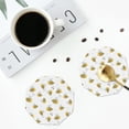 thumbnail image 4 of Lsque Bee Pattern 4" Drink Coasters Set of 4, PVC Leather Absorbent Coasters, Table Coaster Set Decorative Coffee Cup Coasters Housewarming Gift -Octagon, 4 of 6
