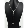 thumbnail image 6 of 925 Sterling Silver Diamond Cut Italian 4mm Rosary Beads Chain with Cross Necklace 22" Rosario, 6 of 11