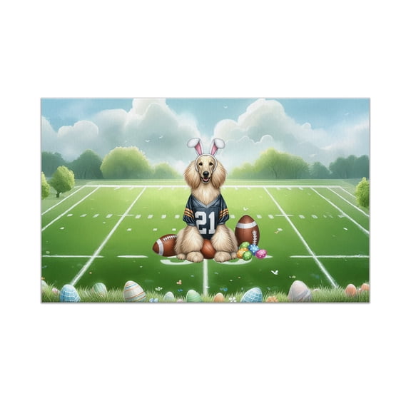 Happy Easter Hello Spring Afghan Hound Playing Football Doormat Dog Lover Indoor Outdoor Welcome Mat - 13003