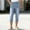 *Light Blue, variant on Women's Faux Denim Slim Fit Elastic Waist Capri Pants with Pockets, Casual Cropped Trousers Dark Blue,Womens Plus XL