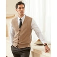 thumbnail image 2 of Kallspin Men's Wool Blend Cable-Knit V Neck Sleeveless Cardigan Vest Sweater(Coffee,3X-Large,Tall), 2 of 8