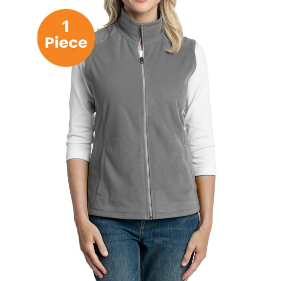 Port Authority L226 Ladies Microfleece Vest, Pearl Grey, XS, Womens Fleece Jackets