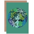 thumbnail image 1 of Fairies Green Floral Greetings Card Plus Envelope Blank inside, 1 of 3