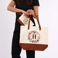 thumbnail image 4 of HIFA Initial Tote Bag for Women, Personalized Canvas Tote Bag - Two-Tone, Zipper Closure, Inner Pocket, Organic Cotton, Sturdy - Multipurpose Shoulder Bag Suitable for Shopping, Grocery, Beach, Travel, 4 of 5
