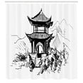thumbnail image 3 of Ambesonne Vintage China Shower Curtain, Sketch Pavilion, 69"Wx75"L, Black White, 3 of 3