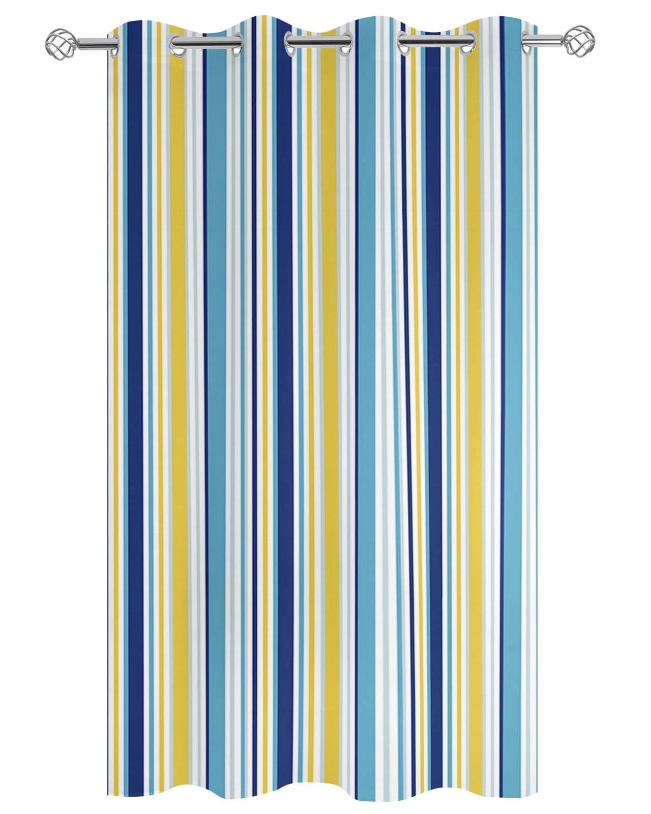 Outdoor Curtains for Patio, Blue Yellow Striped Waterproof Blackout Outside Curtain for Porch/Pergola/Gazebo, Farmhouse Navy Blue Ombre Stripes Thermal Insulated Drapes, 1 Panel, 54 x 108 Inch