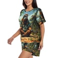 thumbnail image 3 of Womens Pajama Sets With Pocket, Forest Meditating Gorilla Lounge Sets Short Sleeve Sleepwear PJ Sets for Women, 3 of 6