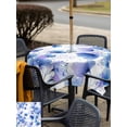 thumbnail image 5 of Outdoor Tablecloth with Umbrella Hole for Patio/Picnic/Party/Camping, Blue Flowers Waterproof Table Cloth Square Cover Washable, Spring Botanical Blossom Florals Plants (60"x 60"), 5 of 8