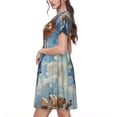 thumbnail image 2 of Lsque Dog Angel Ascension Print Women's Casual Dress T-Shirt Summer Short Sleeve Scoop Neck Swing Dresses, 2 of 6