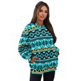 thumbnail image 7 of SCRAWLGOD American Tribal Blue Black Crewneck Fall Sweatshirts for Women Trendy Women's Long Sleeve Pullover Tops with Pockets Stylish for Daily Wear, Spots, Office, S, 7 of 7