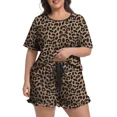 thumbnail image 4 of Cueply Women’s Plus Size Pajama Set Short Sleeve Top & Ruffle Shorts 2-Piece Sleepwear Soft Stretchy Loungewear with Elastic Waist, 4 of 7