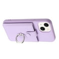 thumbnail image 5 of Compatible with iPhone 13 Wallet Phone Case,360°Rotation Finger Ring Holder Kickstand,with Card Holder,Lychee Pattern PU Leather Durable Shockproof Rugged Phone Case,Purple, 5 of 12
