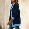 thumbnail image 7 of Warop Women's Sweatshirt with Denim Panel Lapel Button Long Sleeve Casual Outwear Top for Daily and Street, 7 of 7