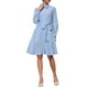 thumbnail image 1 of INSPIRE CHIC Vestido Midi de Camisa de Manga Larga a Rayas con Cinturón y Cuello Punta 2XL Azul, 1 of 5