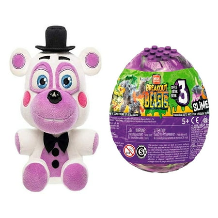Five Nights at Freddy's Pizza Simulator - Helpy Collectible Figure + Mega Construx Breakout Beasts Goldengrowl, Pack of 2