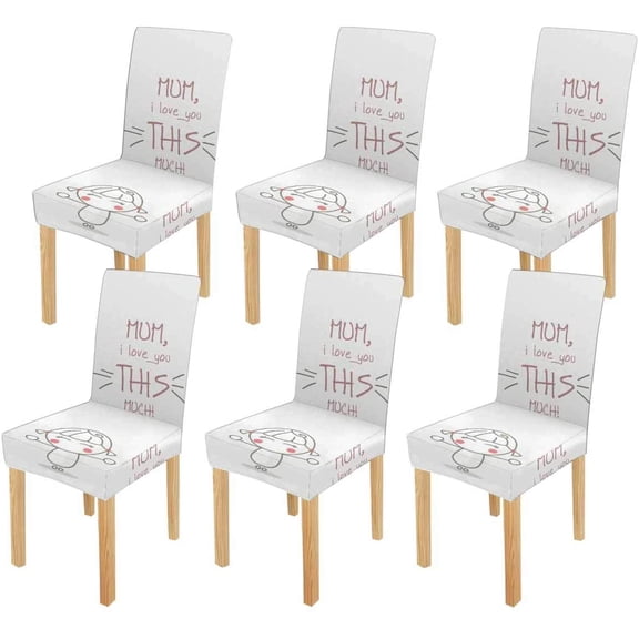FMSHPON Happy Mother's Day Little Stretch Chair Cover Protector Seat Slipcover for Dining Room Hotel Wedding Party Set of 6
