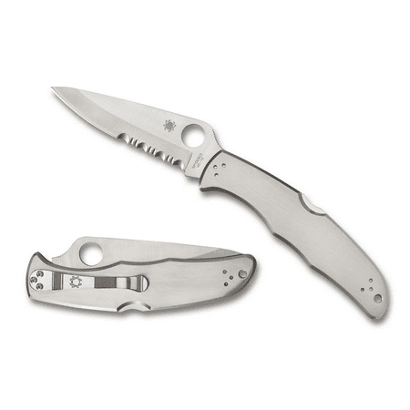 Spyderco Endura 4 Folding Knife 3.875 Satin Combo Blade Stainless Steel Handles Lockback - C10PS