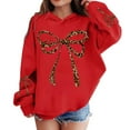 thumbnail image 2 of Girls' Active Long Sleeve Hooded Sweatshirt Red Casual Hoodies Cute Oversized Print Pocket Sweatshirt Tops 11-12 Years, 2 of 5