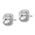 thumbnail image 4 of Auriga Fine Jewelry 925 Sterling Silver Rose-cut and CZ Square Halo Post Stud Earrings for Women, 4 of 6