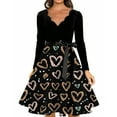 thumbnail image 3 of Fgvctg Valentine'S Day A Line Dresses For Women Elegant V Neck Vintage Dresses Cocktail Love Heart Graphic Casual 50'S Dress Date-Night Long Sleeve A-Line Dressy Outfits Gray M, 3 of 4
