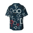 thumbnail image 4 of Goofa Navy Blue Geometric Printed Men's Casual Short-sleeved Shirt,Lightweight Breathable Button-down,Summer Casual men's top,Versatile Fashion shirt-Large, 4 of 7