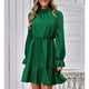 thumbnail image 4 of Vestido de volantes de manga larga con cuello simulado para mujer Mini vestido casual de línea A de color puro ANGGREK  Otros, 4 of 6